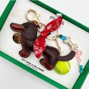 Piper K Dachshund Bag Charm Key Chain Dog Bandana Tennis Ball Bling Cute